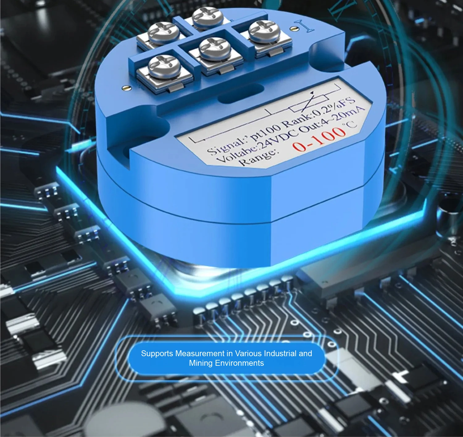 Industrial PT100 Temperature Transmitter RTD To 4-20mA 0-10V 0-5V Isolated Modul