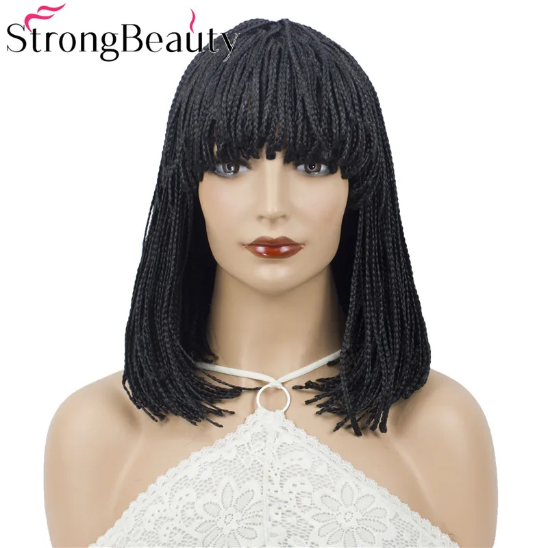 

Черный Плетеный парик StrongBeauty, искусственные волосы для женщин
