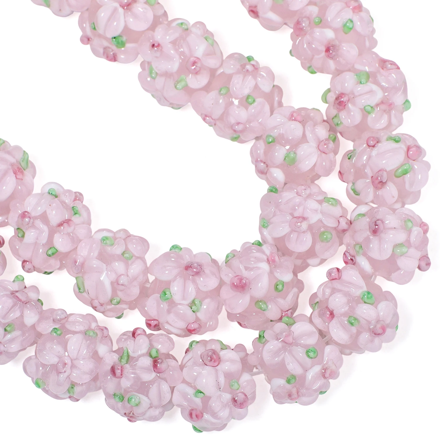 Colorful Rose Flower Petal Glass Beads for DIY Jewelry Making, 3pcs Set