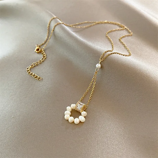 Europe and the United States popular light luxury baroque wind natural pearl necklace, stylish women's necklace temperament I