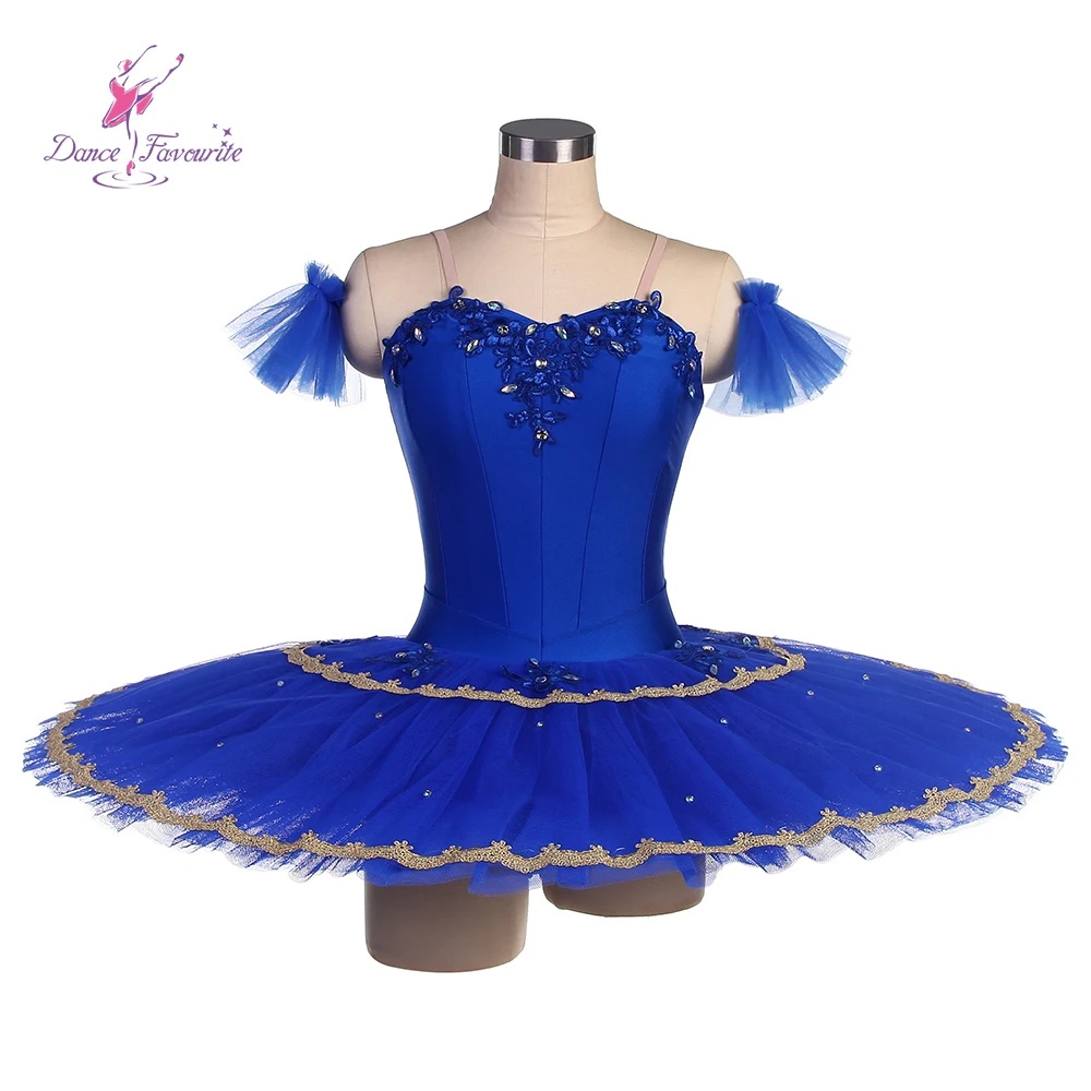 

Dance Favourite Ballet Tutus BLL548 Royal Blue Spandex Bodice Pre-professional Ballet Tutu with Gold & Royal Blue Trim