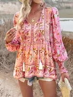 Plus Size 1XL-5XL New Autumn Women's Temperament Casual Printed V-neck Long-sleeved Loose Blouse Shirt Commuting Style Clothes - Image 6
