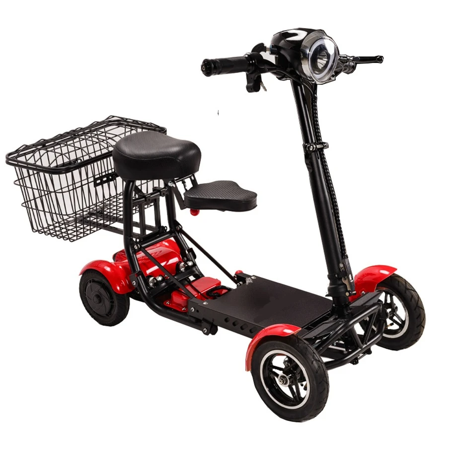 Lightweight 4-Wheel Electric Mobility Scooter Portable and Comfortable Vehicle for the Disabled Easy Foldable Design