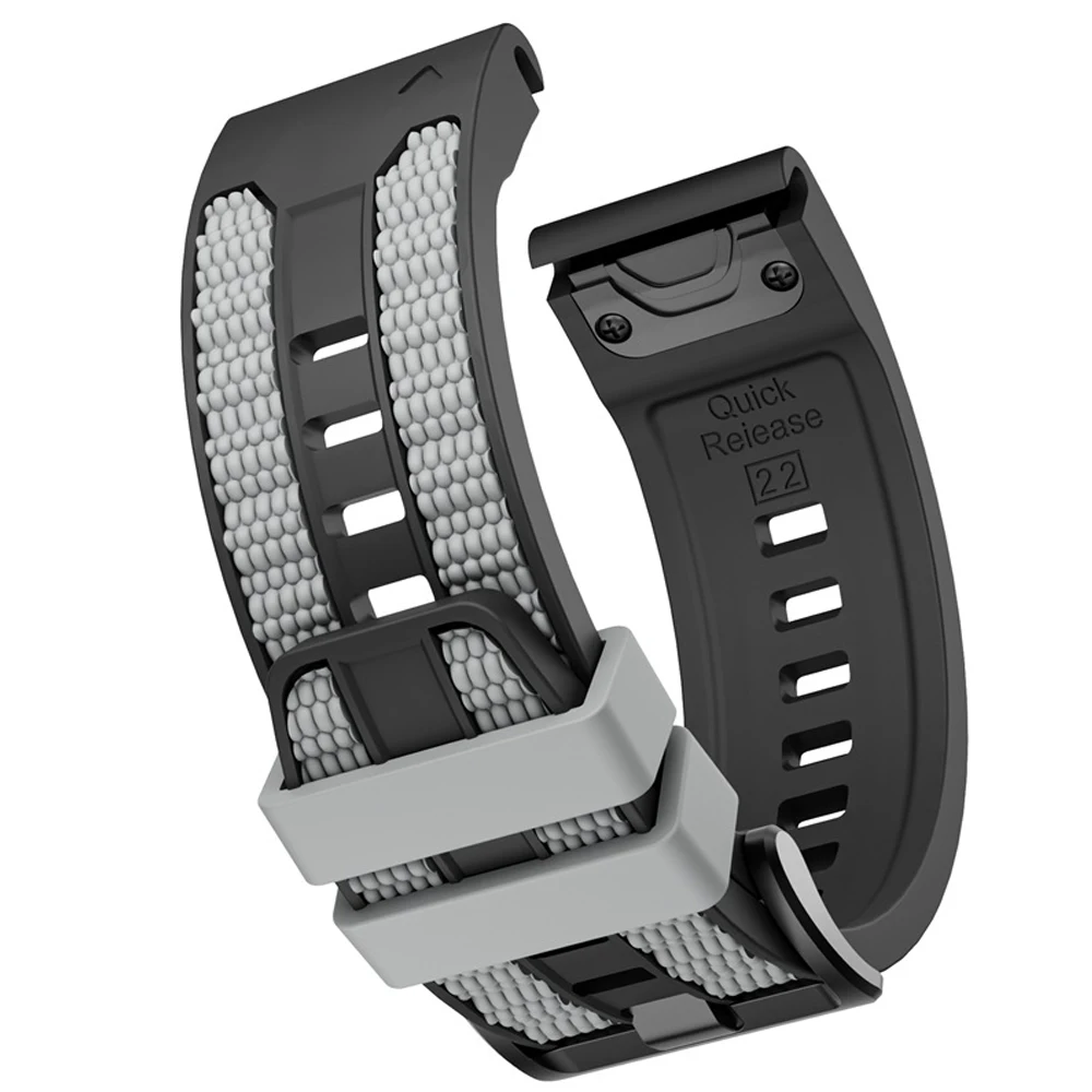 Versatile QuickFit Silicone Sports Strap (22mm & 26mm) in Black
