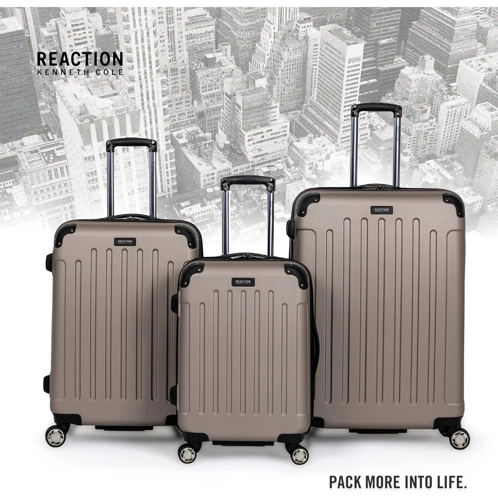 Cole REACTION Renegade Luggage Expandable 8-Wheel Spinner Lightweight Hardside Suitcase, Champagne, 24-Inch Checked images - 6