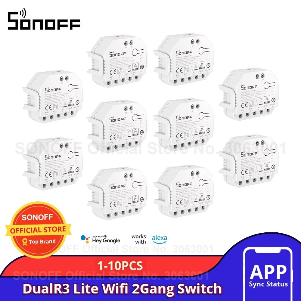 Wifi Smart Switch 1/20PCS SONOFF DualR3 Lite DIY Two Way Control