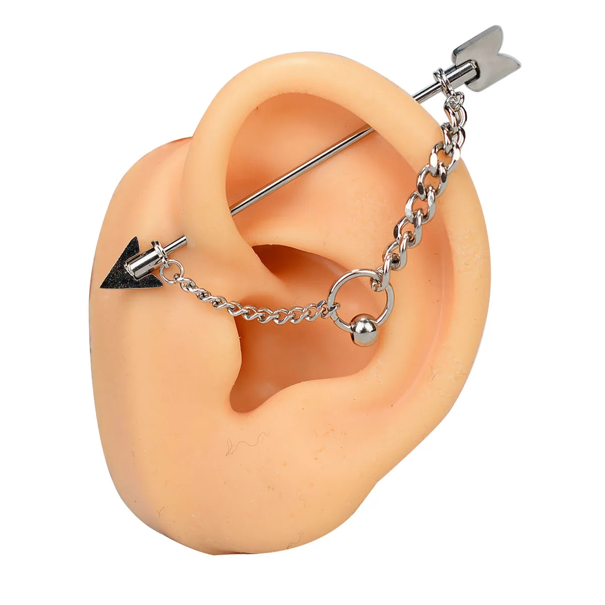 Surgical Steel Industrial Piercing Jewelry With Chain Tassel Bridge Piercing Barbell Earrings Scaffold Bar piercing jewelry body piercing earrings ear piercing jewelry metal jewelry body piercing jewelry body jewelry For Women Men 16G 1PC