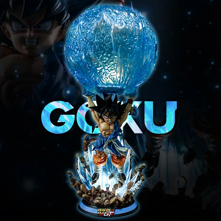 50cm Dragon Ball Anime Figure Genki Bomb Son Goku Action Collectible Model Toy GT Scultures Big Lightable |