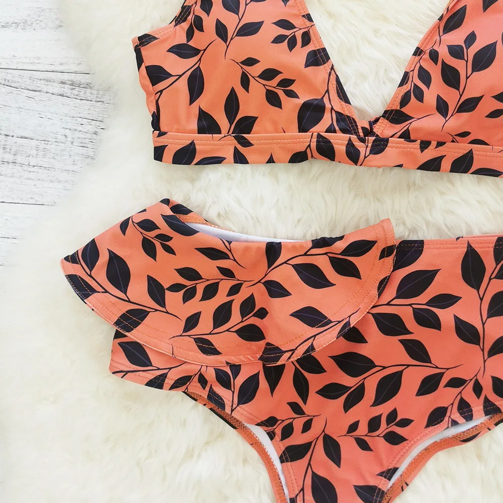 Women Bikini Beach 2023 New High Waist Swimsuit Printed Two-piece Set Swimwear Printed Split Swimsuit Female