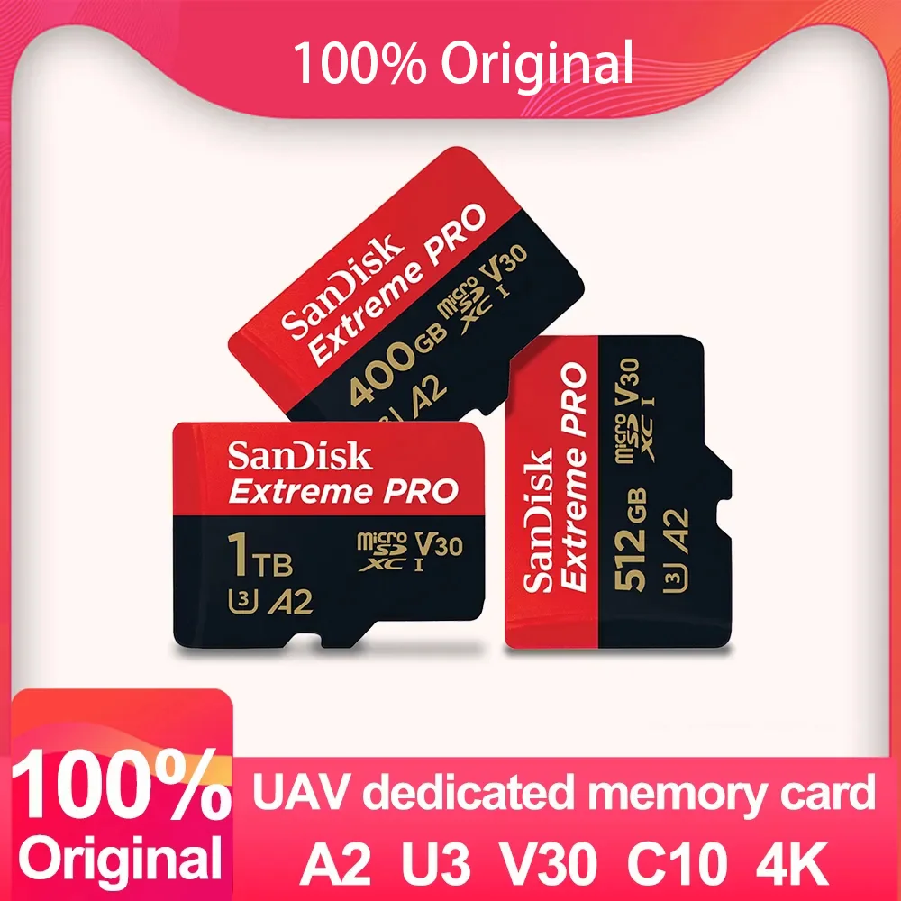 Orijinal SanDisk Extreme Pro 1TB Micro SD 512GB kadar 200 MB/s 256GB 128GB  A2 V30 U3 64GB TF hafıza kartı 32GB 4K DJI için 100MB A1 - AliExpress