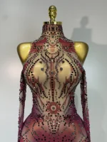 Sparkly Rhinestone Sexy Mesh Bodycon Jumpsuit Nightclub Bar Evening Party Gogo Dancer Clothing Drag Queen Outfit Stage Costume - Image 4