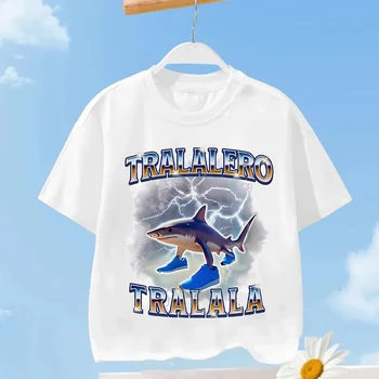 Tralalero Tralala T-shirt per bambini Tungtung Sahur Brainrot Anime Tees Boy Girl Estate Manica corta in cotone Top Abbigliamento per bambini Regalo 1