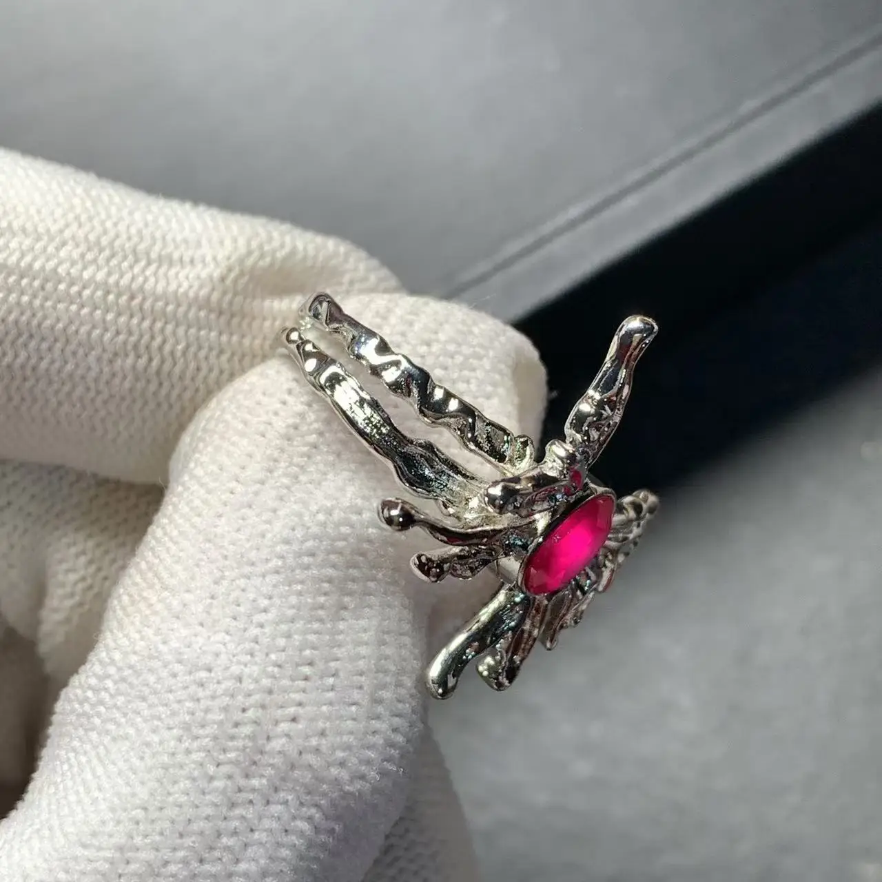 Natural Ruby Ring Adjustable Female Ring Jewelry for Women Gift Wholesale High Quality Vintage Fine