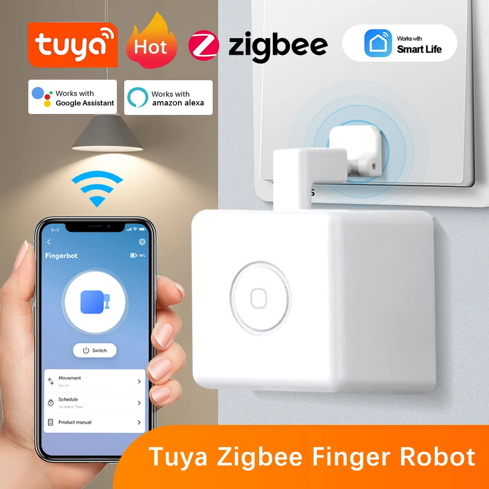 

Кнопка переключения Tuya Zigbee Fingerbot Plus с голосовым управлением и поддержкой Alexa и Google Assistant