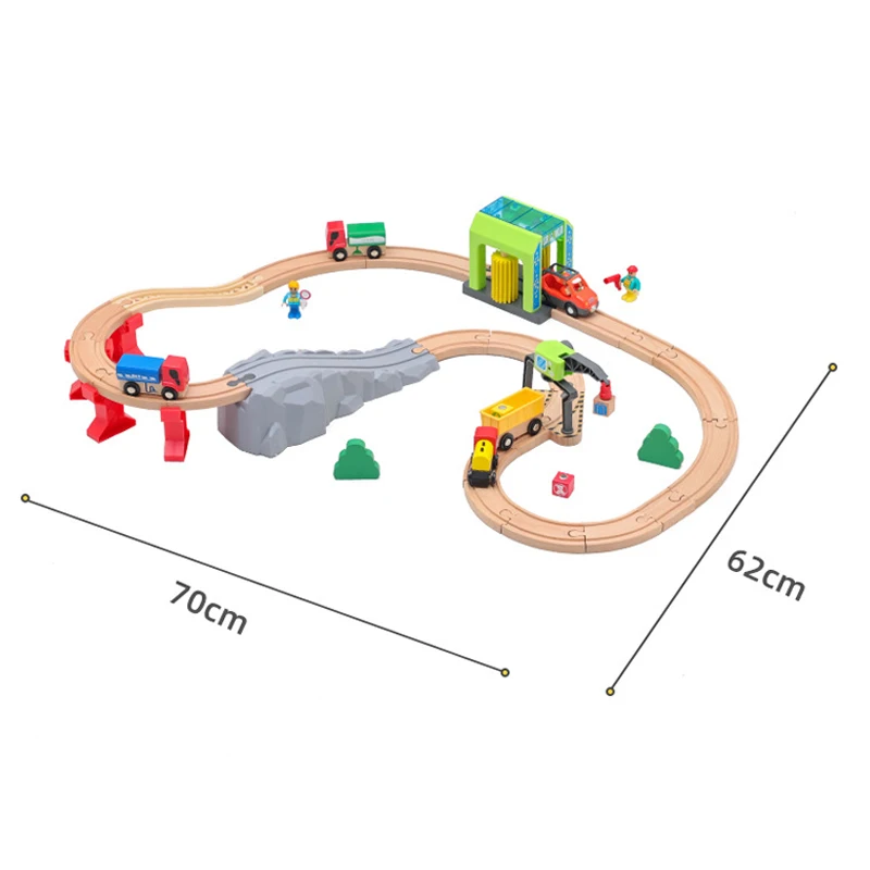 

43PCS Diy Wooden Wash Room Train Track Set Compatible With All Major Brands Of Railway Toys Road Accessories Assembled Toys PD62