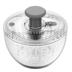 Large Capacity One-Handed Salad Spinner and Vegetable Dryer (Light Grey)