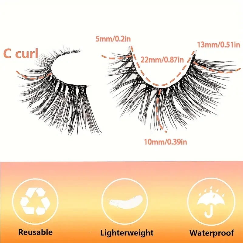 10 Pairs Half Lashes Natural Look Wispy Fluffy Cat Eye Look Natural Short Accent Lashes End Lashes Corner Eyelashes 3/4 Lashes R — view 4