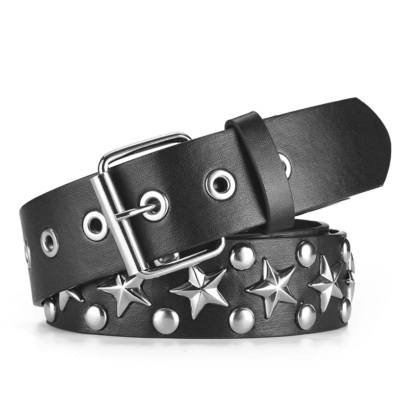Cinturón de cuero con remaches Punk Rock para mujer y hombre, Cinturón con tachuelas para Jeans, Ceinture Femme, envío directo|Cinturones de mujer| - AliExpress