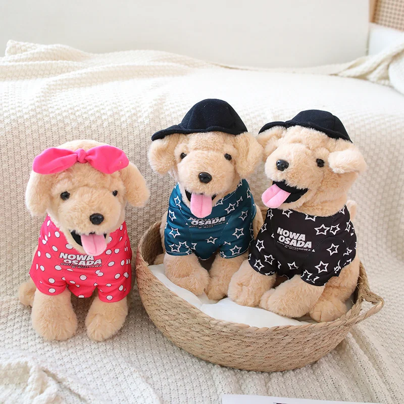 

Lovely Sitting Wear Hat Dog Plush Dolls Stuffed Soft Animals Toy for Kids Gifts Cute Puppy Pillow Graduation Party Decor Gifts