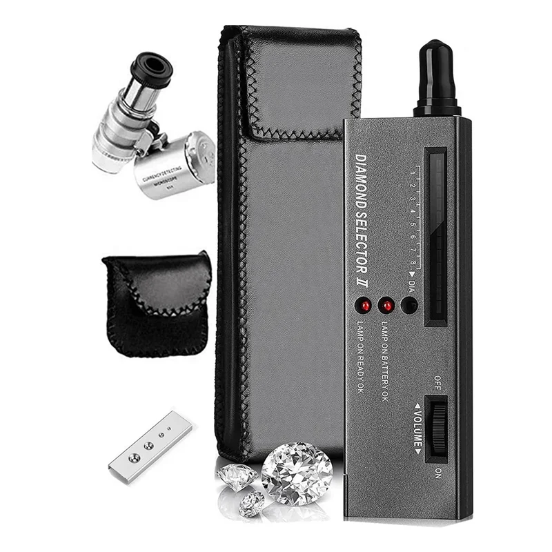 Penna Tester Diamante, Tester Diamante Gioielli Ad Alta Precisione + 60X Mini Led Ingrandimento Selettore Diamante Professionale