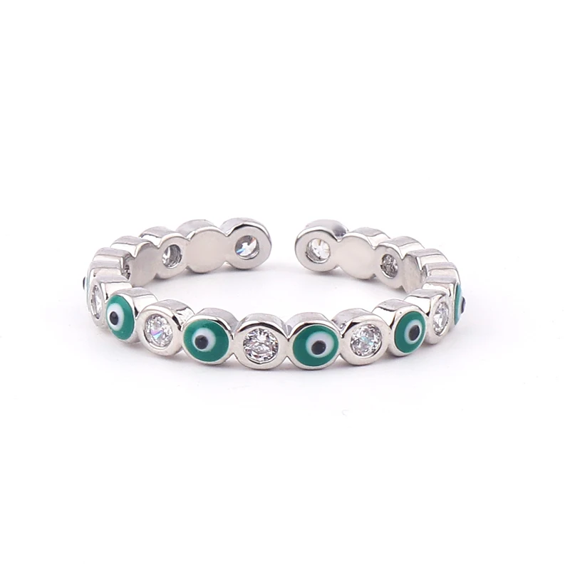 Lucky Eye Blue Turkish Evil Eye Open Ring Copper Gold Color Finger Rings Adjustable for Women Girls Men Fashion Jewelry 