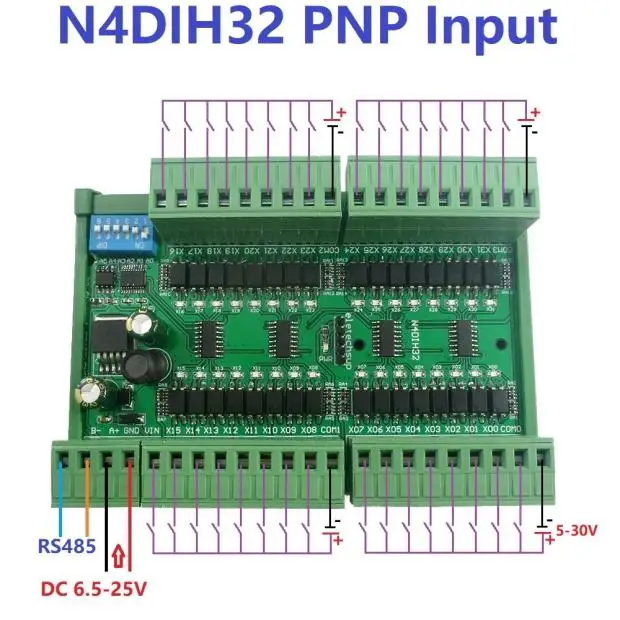 

N4DIH32 N4DIM32 32-channel RS485 IO Input El-et-ech-sup Controller