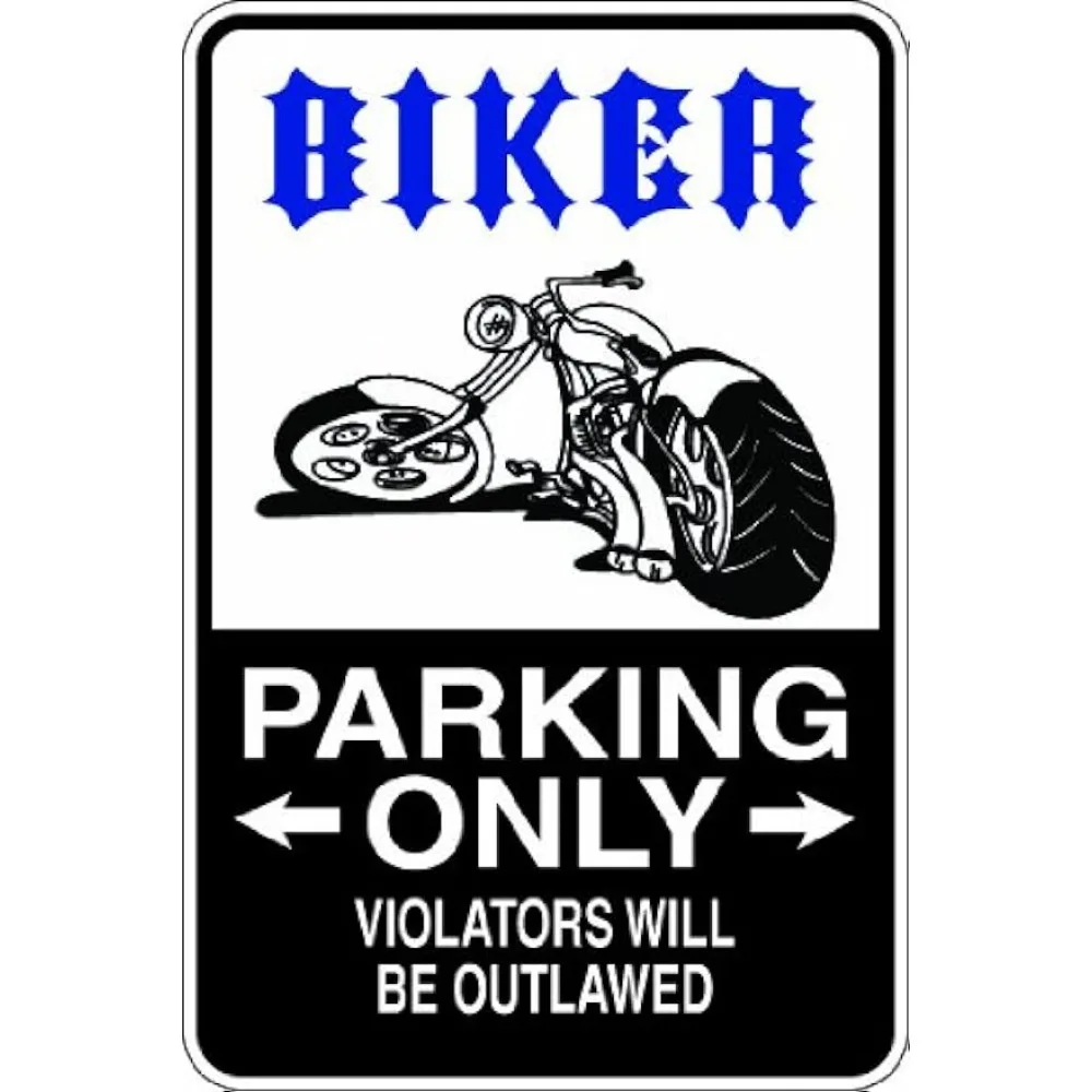 Slap-Art Biker Parking Only I Violatori Saranno Avvisati 8X12 Funny Novità Metal Aluminium Sign