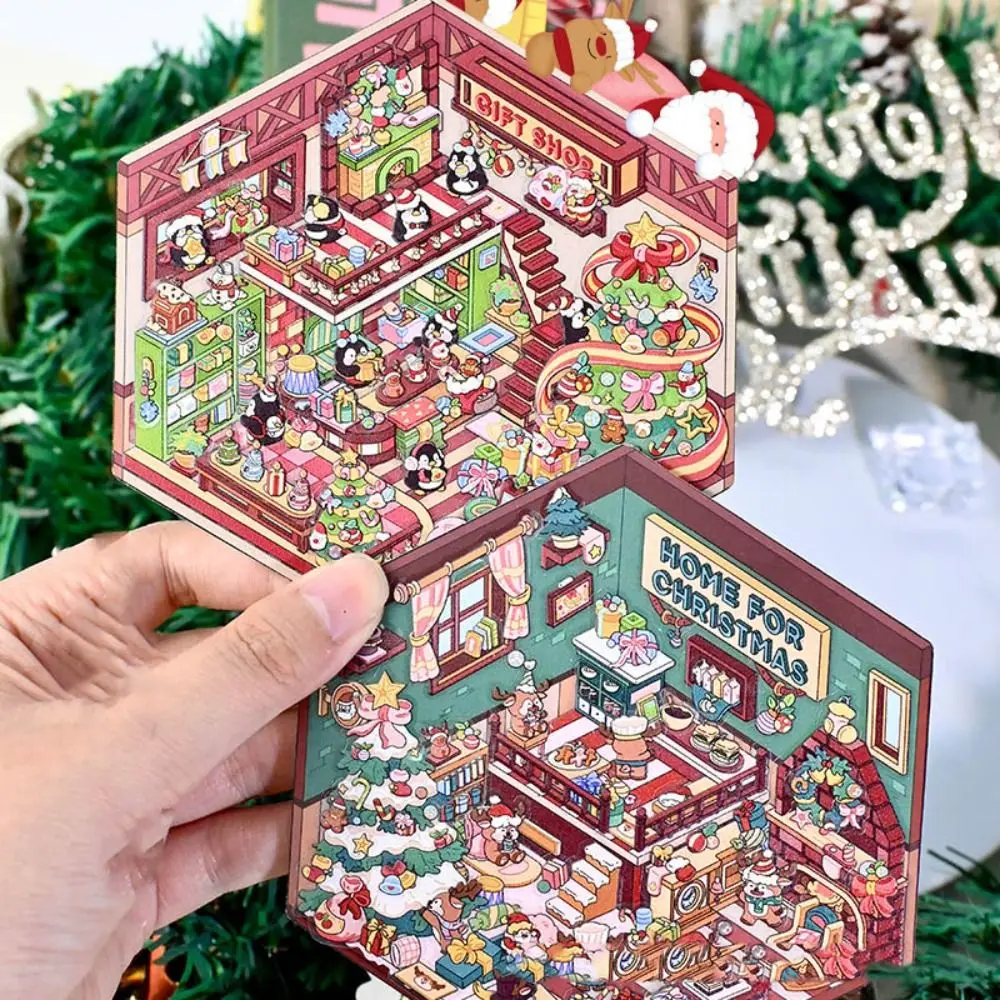 3D Stickers Miniature Scene 3D Landscaping Stickers Christmas Storage Landscape Decorative