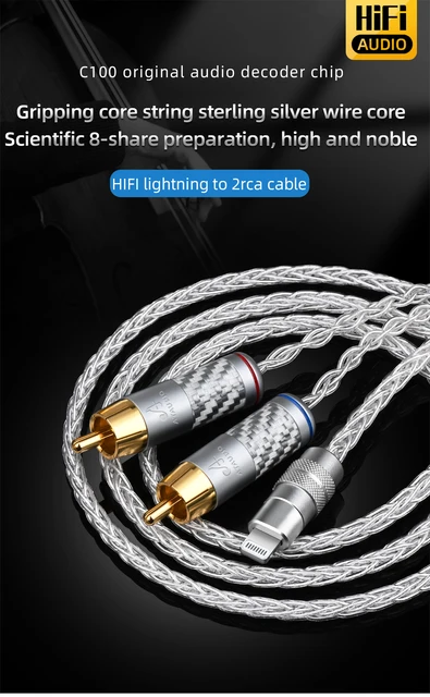 Cavo Audio Lightning To 2 RCA - 1 Metro, Per IPhone, IPad, Amplificatori, Altoparlanti - Foto 2