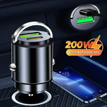 Adattatore di Ricarica per Cellulare da Auto 12-24V in Alluminio, Caricatore USB Mini a Doppia Porta, Ricarica Ultra Rapida, Presa Accendisigari