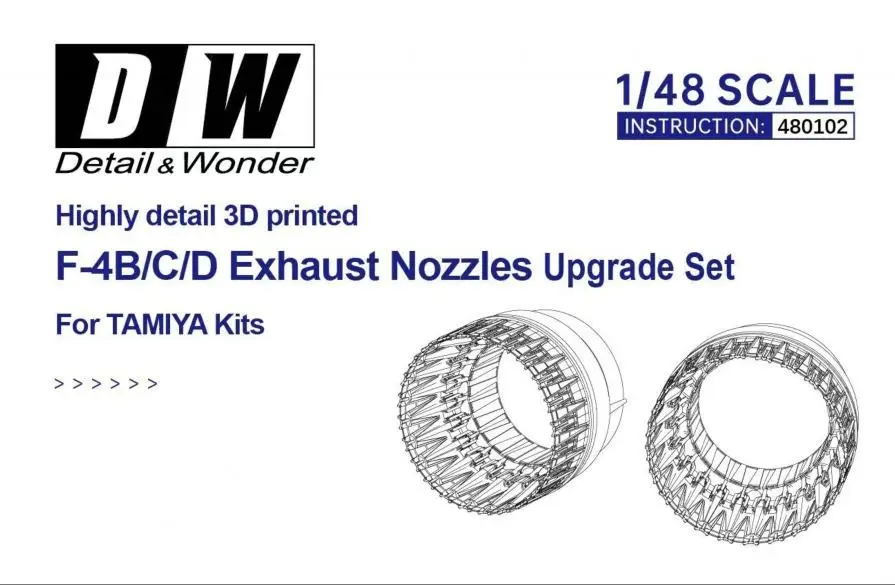 Set Di Aggiornamento Ugelli Di Scarico Detail & Wonder 480102 F-4B/C/D Per Kit Tamiya