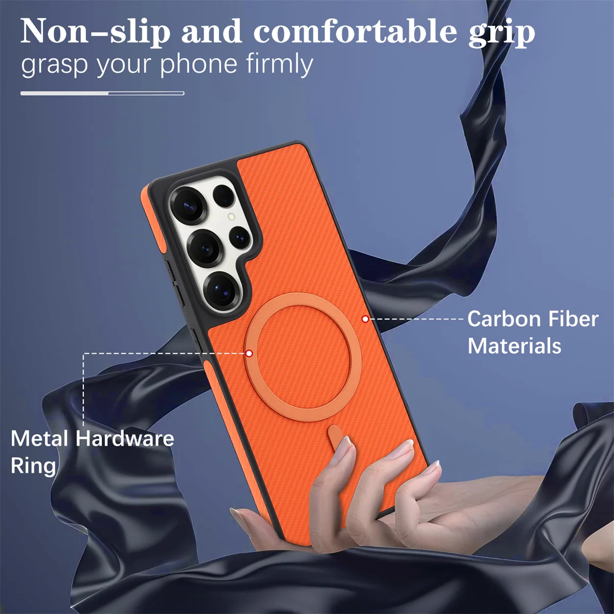 Luxury Ultra Thin Carbon Fiber Leather Magnetic Phone Case