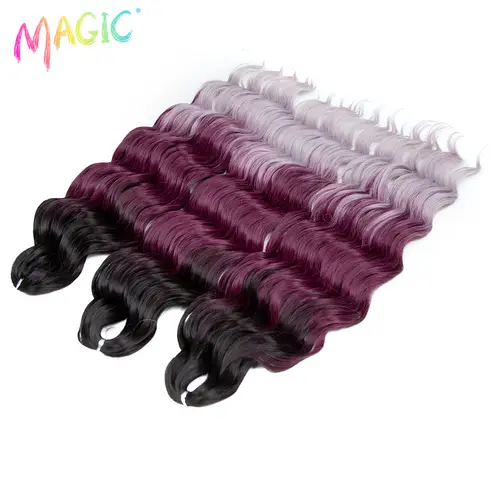 Anna Synthetic Hair 24 Inch Water Wave Braiding Hair Extensions Ombre Blonde Deep Wave Afro Curl Twist Crochet Hair for Women - Image 61