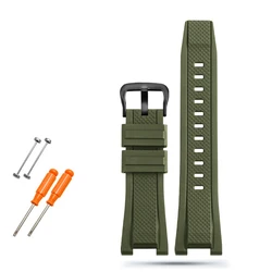 Durable Waterproof Silicone Rubber Watch Band - 26mm Men's Accessory Bracelet - 26mm (Green - black)