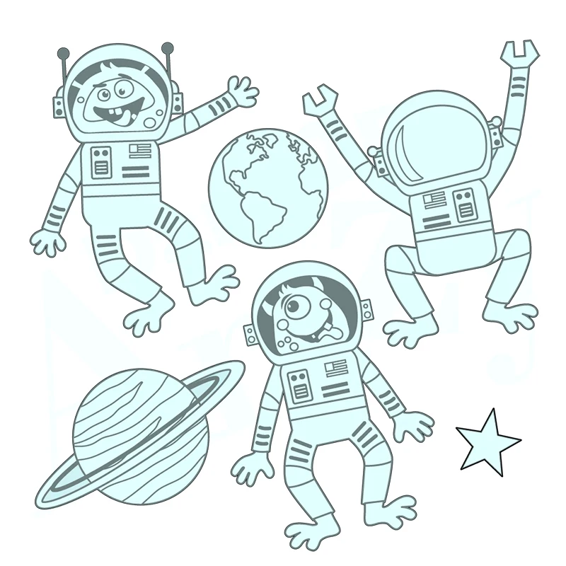 

Planet Astronauts Metal Cutting Dies Matching Clear Stamp DIY Card Making Scrapbooking Stencil