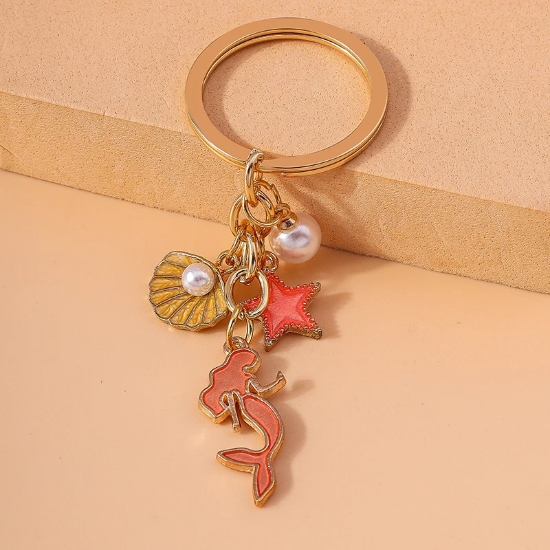 Niedliche Meereslebewesen-Schlüsselanhänger, Sommer, Strand, Muschel, Seestern, Meerjungfrau, Schlüsselanhänger für Damen und Herren, Autoschlüssel, Handtasche, Schlüsselanhänger, DIY-Geschenke – Detail 6