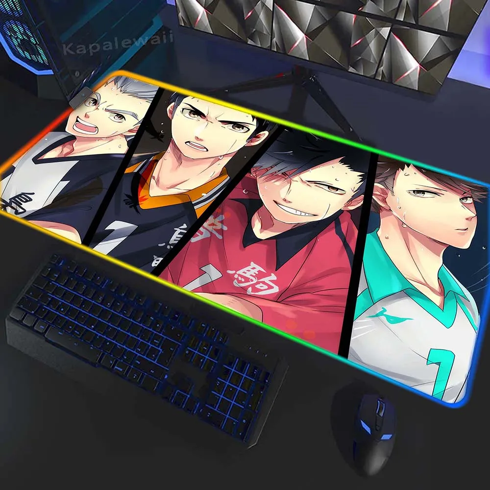 

Haikyuu HD Print Gaming Keyboard Pads XXXL Rubber Desk Mat Anime Soft Mause Pad Backlight Large Mouse Pad RGB Pc Gamer Mousepad