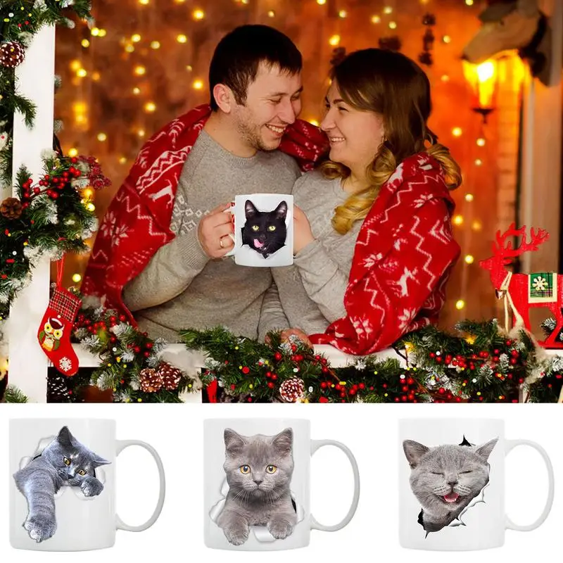 

Cute Cat Coffee Cups 350ml Mugs 3D Cup Heat Resistant Handle Coffee Milk Juice Water Cup Bar Drinkware Coffeeware Lover Gift