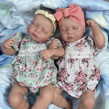 Muñeca Reborn LouLou de 50 cm – Gemela Realista con Cuerpo de Vinilo o Tela, Piel 3D, Venas Visibles y Ojos Cerrados