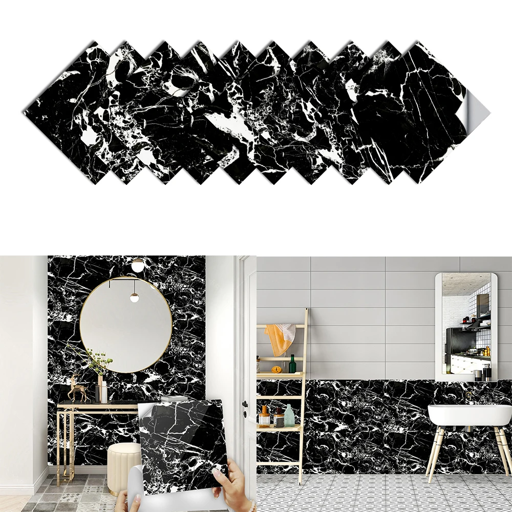 29 Styles Marble Texture Tiles Sticker Kitchen Wardrobe Bathroom Home Decor Peel & Stick Crystal Hard Film Thicken Wall Decals