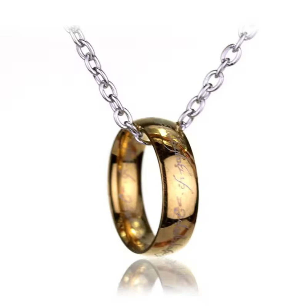 Engraved  Stainless Steel The Ring Pendant Necklace One pc Ring Necklace for Men Women Girls Teens
