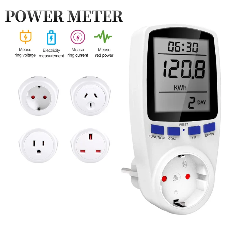 Digital Wattmeter AC 220V 110V Power Meter Electricy Consumption Energy Meter EU Plug Power Kilowatt Wattage Electricity Meter meter counter dj96 s length measure meter textile fabric meter counter electronic digital counterdc 12v ac 220v