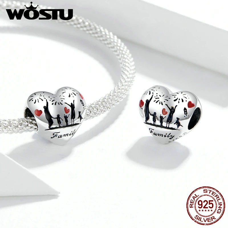 WOSTU 뜨거운 판매  영원히 가족 매달려 매력 홈 하우스 에나멜 비즈 펜던트 맞는 원래 팔찌 DIY 쥬얼리