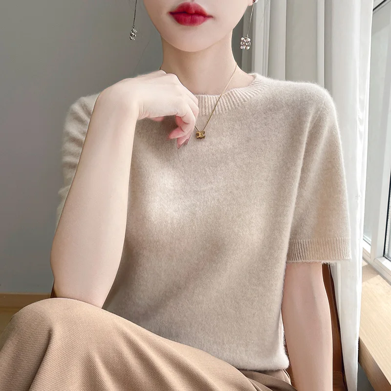Women Sweater New Cashmere Short sleeve sweater Women O-Neck Pullover Autumn And Winter