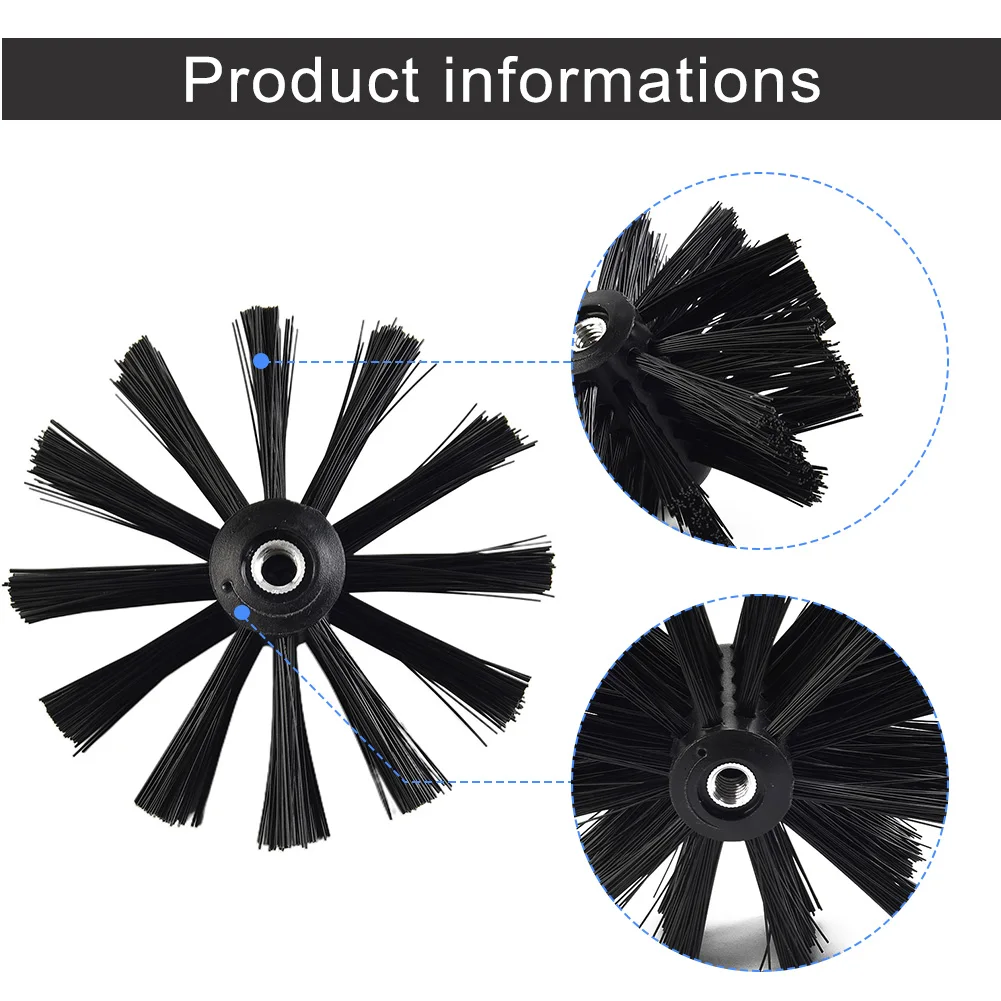 100/150mm Chimney Stove Brush Rotary Dryer Vent Cleaning Brush Bristle Head Rod For Chimney Dryer Pipe Fireplace Inner Wall Tool