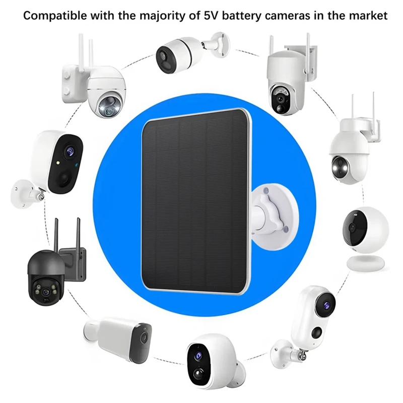 5W Waterproof Outdoor Solar Panel 5V Charging For Ring Spotlight Cam & Ring Stick Up Cam Port