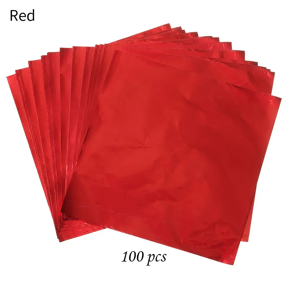 thumbnail image 1 of 100 piezas de papel de aluminio de color dorado para envolver regalos, gofrado de metal, papel de chocolate para dulces, suministros para fiestas de bodas, 1 of 5