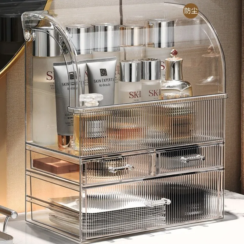 Cosmetics storage box, high-end skincare products, dust-proof household items, desktop shelf, acrylic transparent tape cover 5