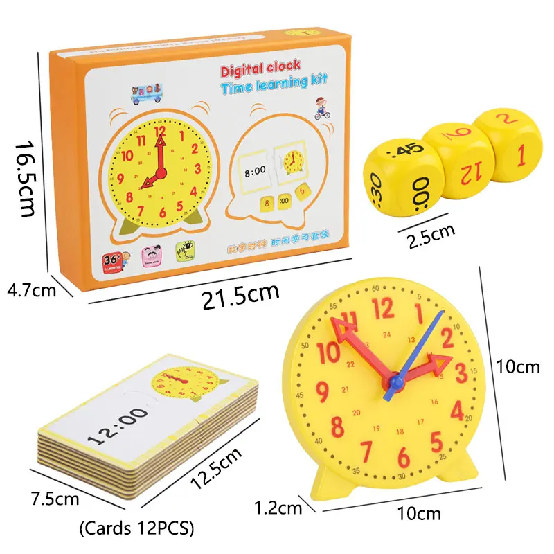 Wooden Clock Dice Montessori Math Toys Time Activity Set Time Matching Puzzle Preschool Tactile Learning Clock Educational Toys 6