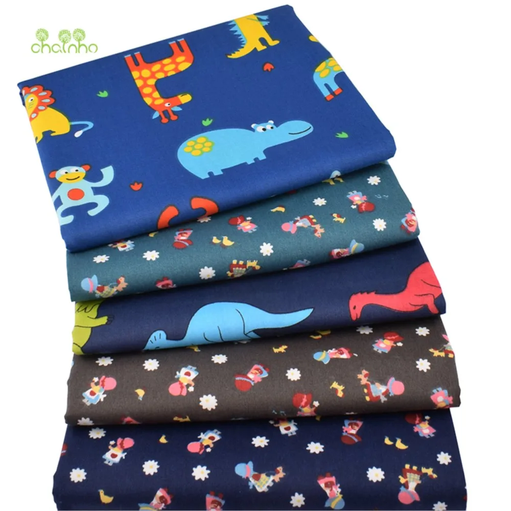 Chainho,Printed Twill Cotton Fabric,Patchwork Cloth,DIY Sewing & Quilting Material,Dark Cartoon Series,5 Designs,4 Sizes,CC037